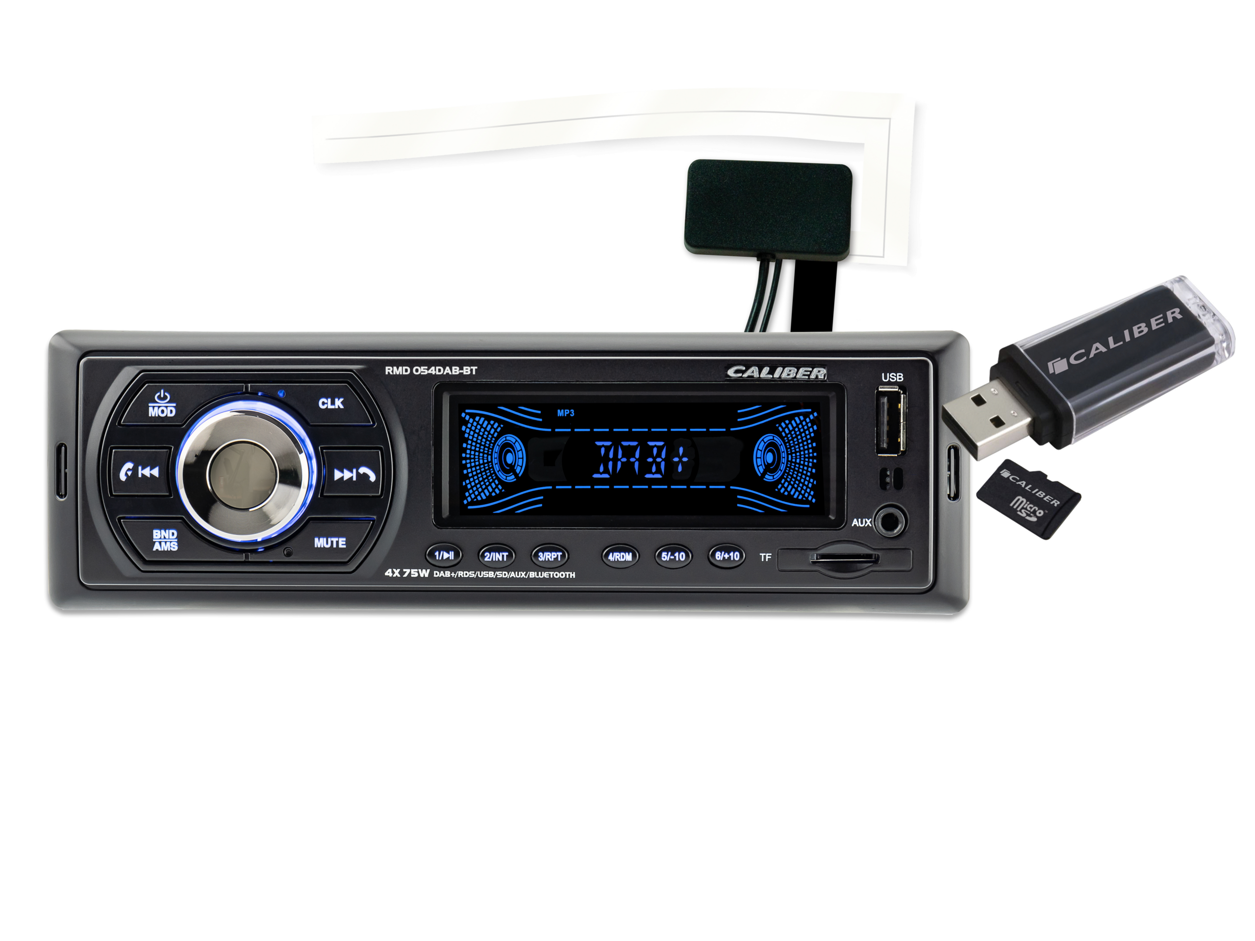 Caliber RMD054DAB-BT - Autoradio 4x 75W met Bluetooth® technologie , DAB+, FM en USB - Zwart