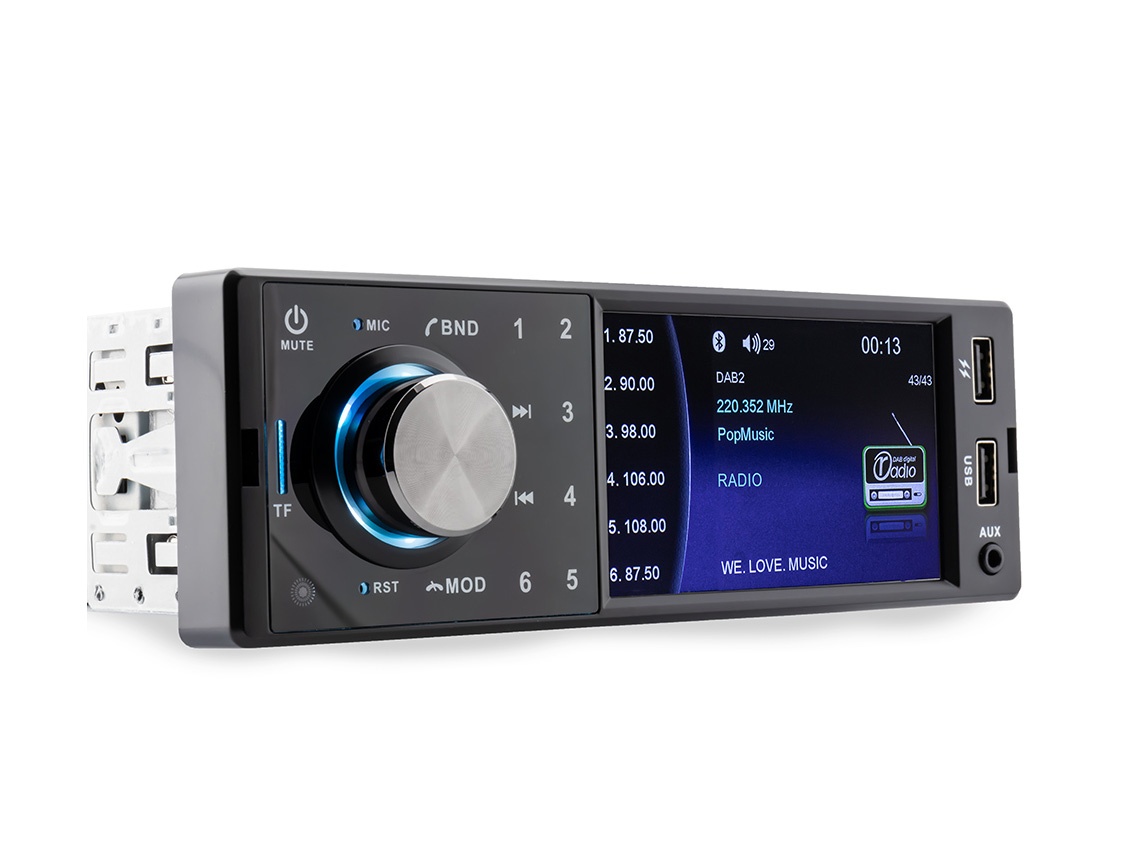 DAB+ Auto Radio with Bluetooth USB, SD and AUX 1 DIN Extra USB