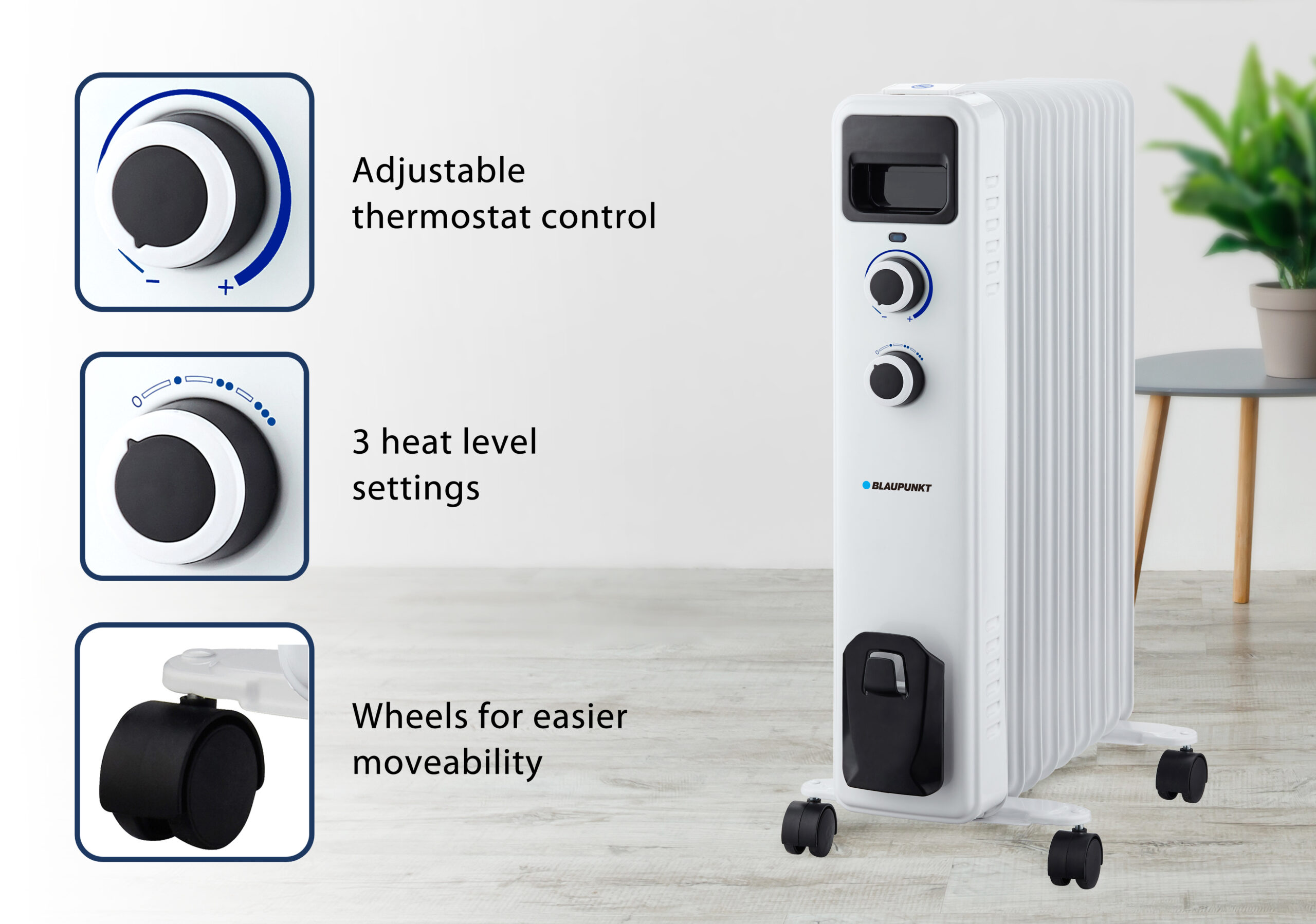 Heating - Electric heater - Oil-filled radiator - 2000 watts (HOR401) |  Caliber