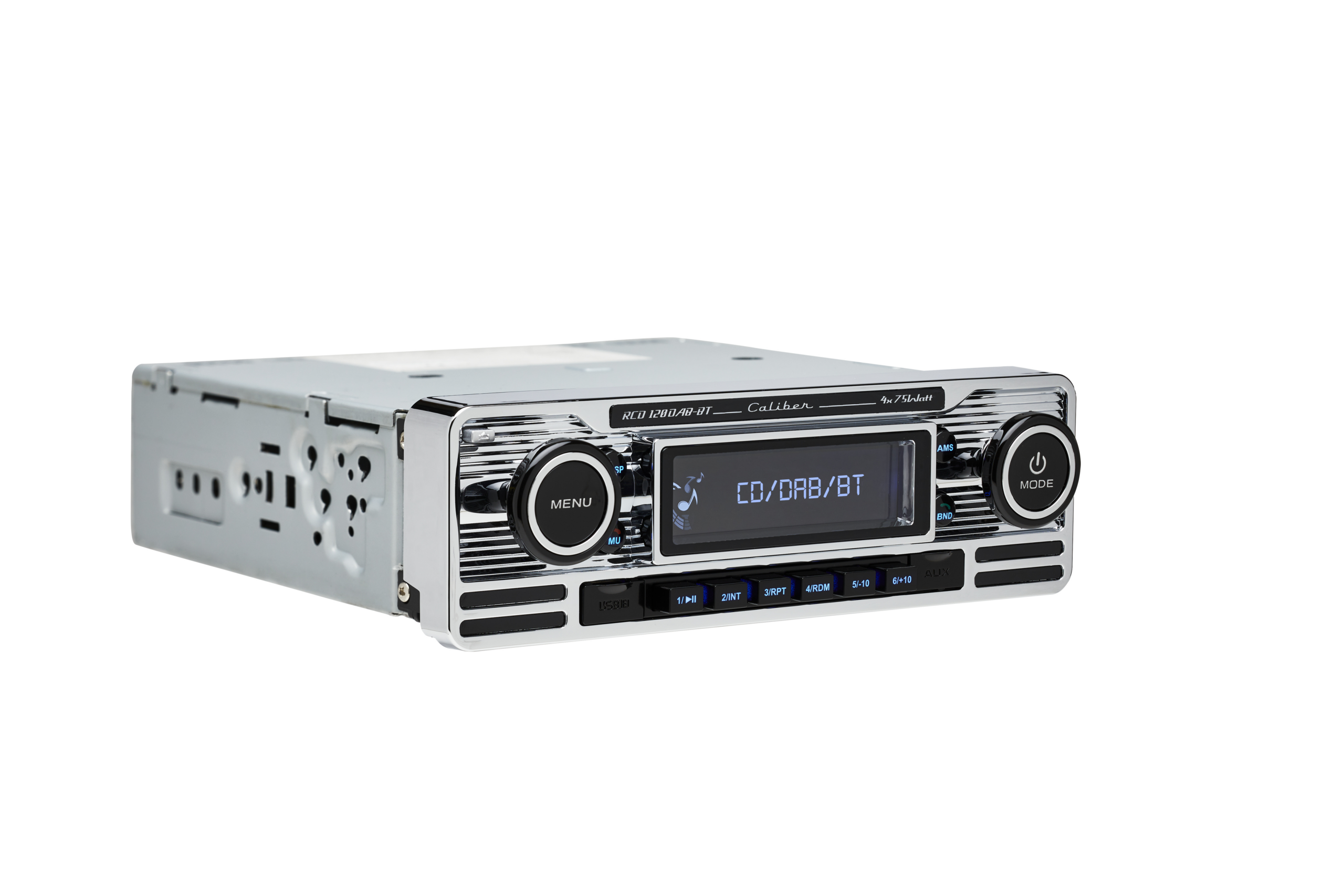 Autoradio mit Bluetooth, CD-Player, DAB+ und UKW-Radio - USB - 1 DIN -  Retro Chrome Design (RCD120DAB-BT) | Caliber