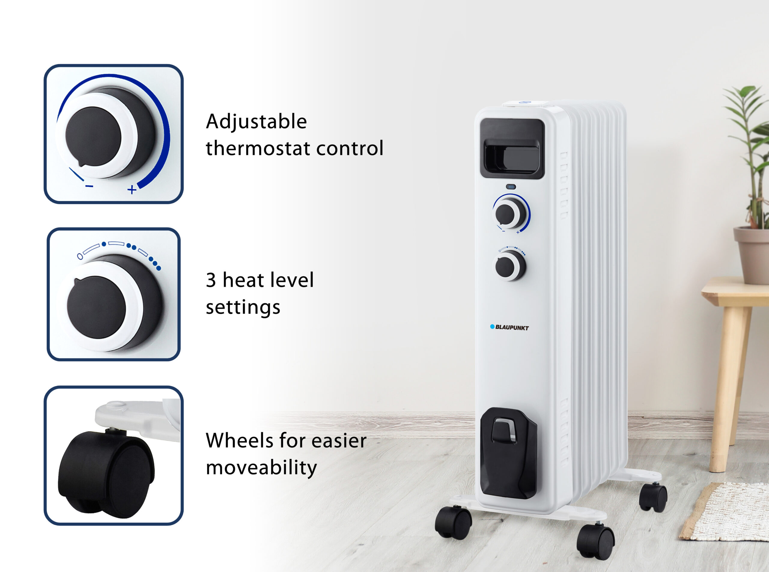 Heating - Electric heater - Oil-filled radiator - 1500 watts (HOR301) |  Caliber