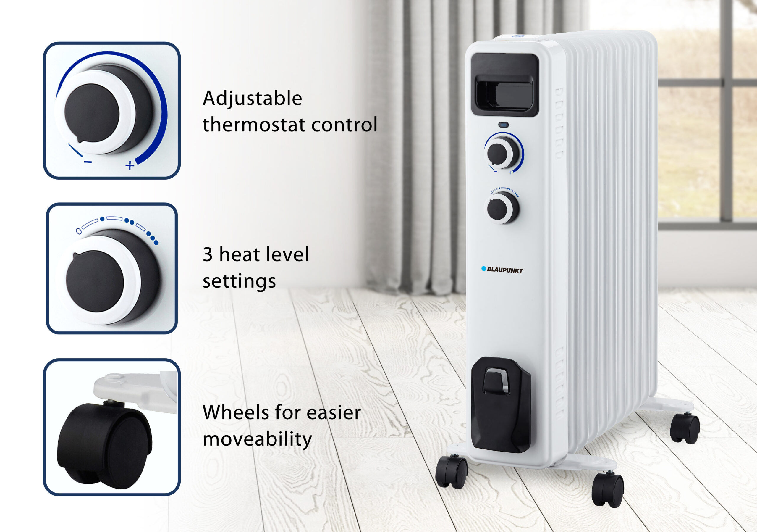 Heating - Electric heater - Oil-filled radiator - 2500 watts (HOR501) |  Caliber