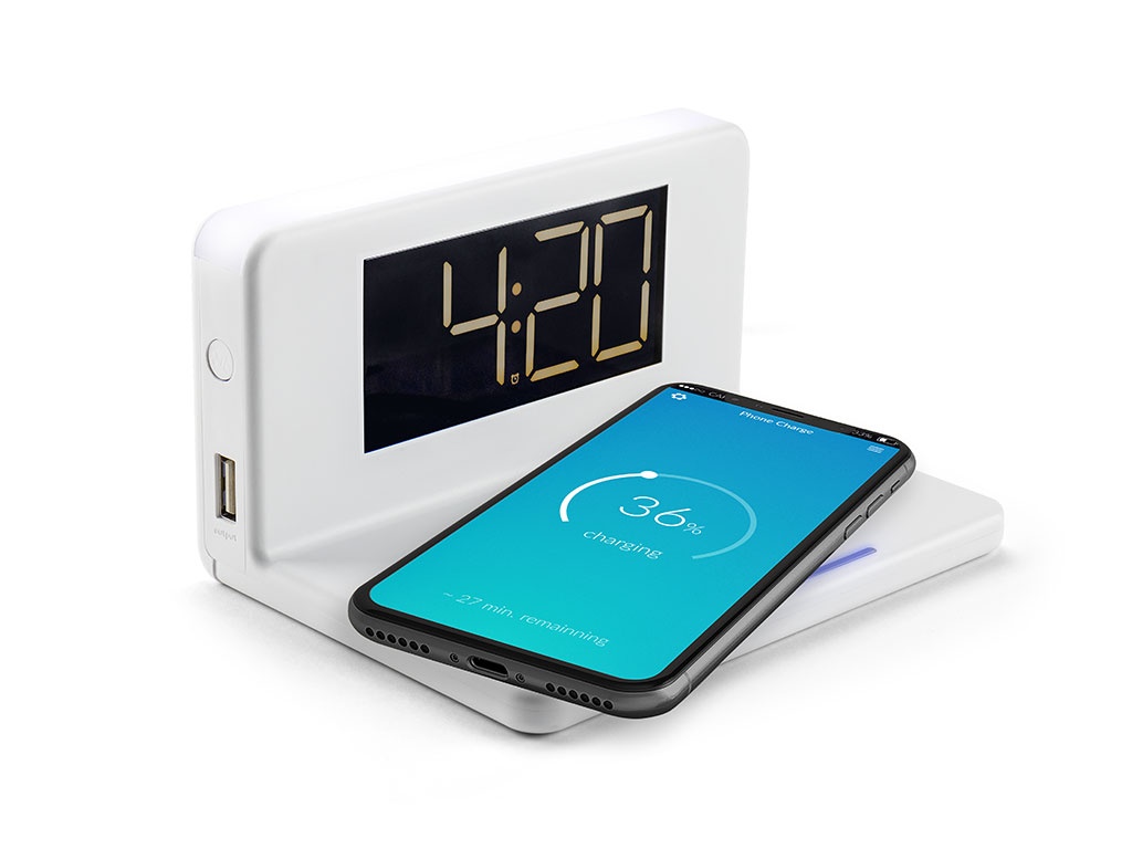 Digital alarm clock with wireless charger LED night lamp Alarm