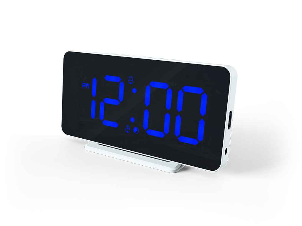 Réveil LCD rechargeable Flip Classic bleu canard