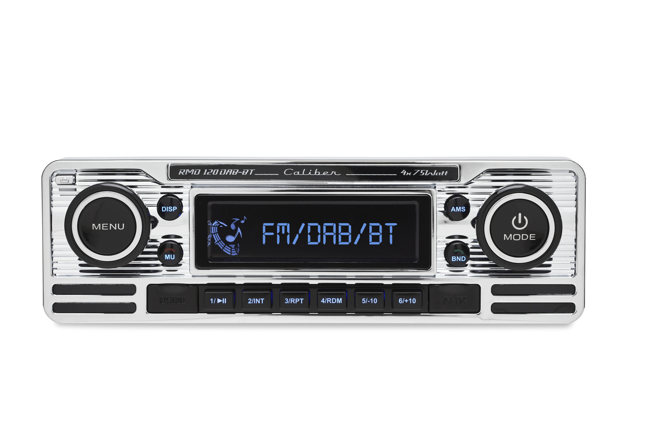 Trunk bibliotheek boter waarschijnlijkheid Autoradio met DAB+ - USB - Bluetooth® technologie 4x75Watt - Retro look  Chrome (RMD120DAB-BT) | Caliber