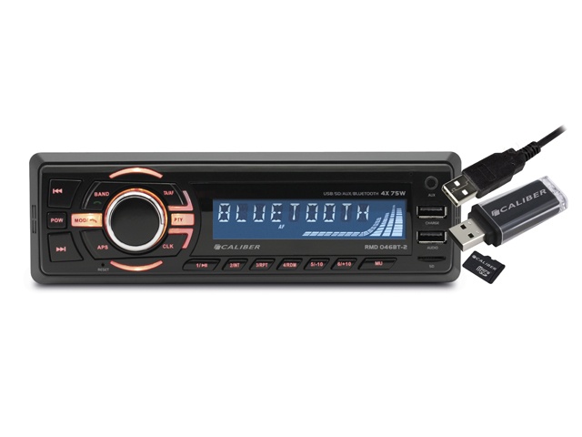 Autoradio avec radio FM, Bluetooth, USB, SD, AUX - USB supplémentaire pour  le chargement - avec microphone (RMD046BT-2)