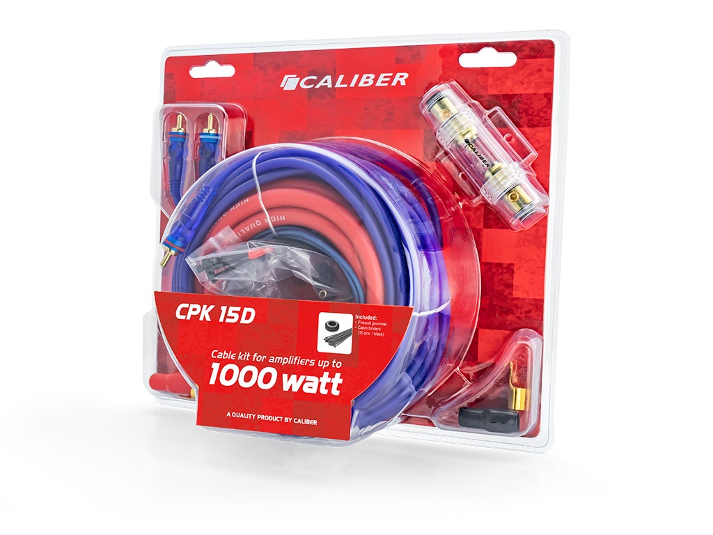 KIt de Câbles Audio pour Amplificateur de Voiture - Câble pour Subwoofer  1000 Watt - Jeu de 4 Câbles - 5 Mètres (CPK15D) | Caliber