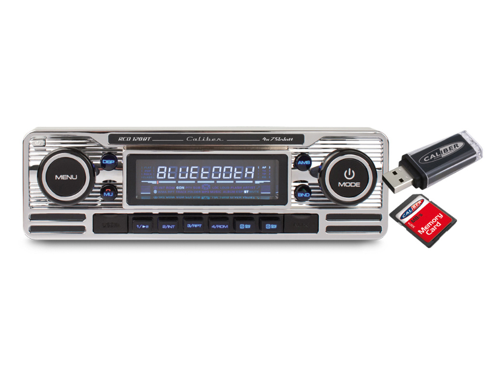 Autoradio Bluetooth - FM, CD, AUX, SD et USB - 1 DIN - Rétro - Radio pour  Oldtimer - Argent (RCD120BT) | Caliber