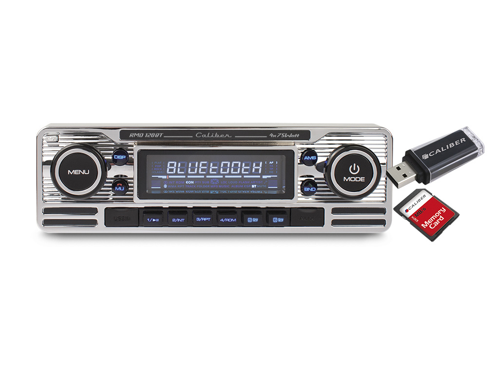 Car radio with Bluetooth - 1 DIN - USB - 18 Property channels - Retro Look  (RMD120BT) | Caliber