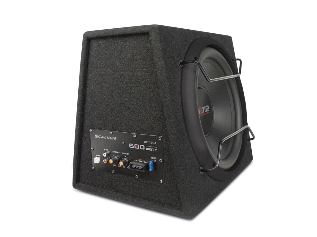 Subwoofer mit eingebautem Verstärker 600 Watt - 12-Zoll-Tieftöner - 25 bis  3500 Hz Frequenzweiche - RCA (BC112SA)