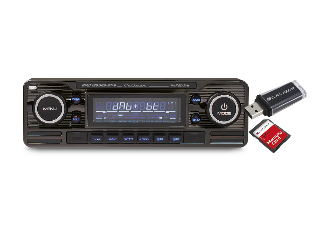 bedrijf tv station Smaak Autoradio met Bluetooth, FM-Radio, USB en AUX - 1 DIN - 75 Watt - Retro  Design (RMD120BT-B) | Caliber