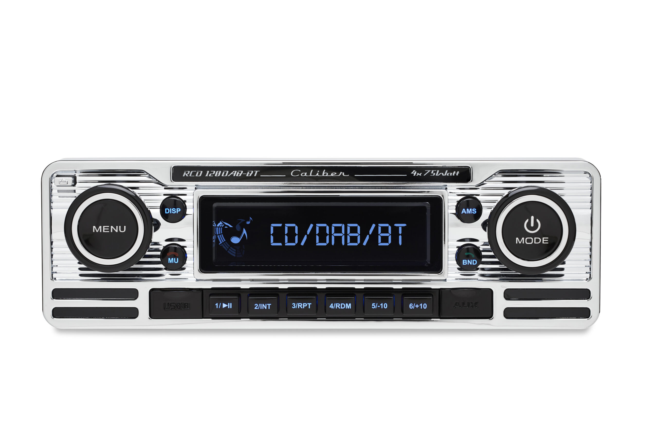 overloop Huidige Etna Autoradio met Bluetooth, CD Speler, DAB+ en FM Radio - USB - 1 DIN - Retro Chroom Design (RCD120DAB-BT) | Caliber overloop Huidige Etna Autoradio met Bluetooth, CD Speler, DAB+ en FM Radio - USB - 1 DIN - Retro Chroom Design (RCD120DAB-BT) | Caliber
