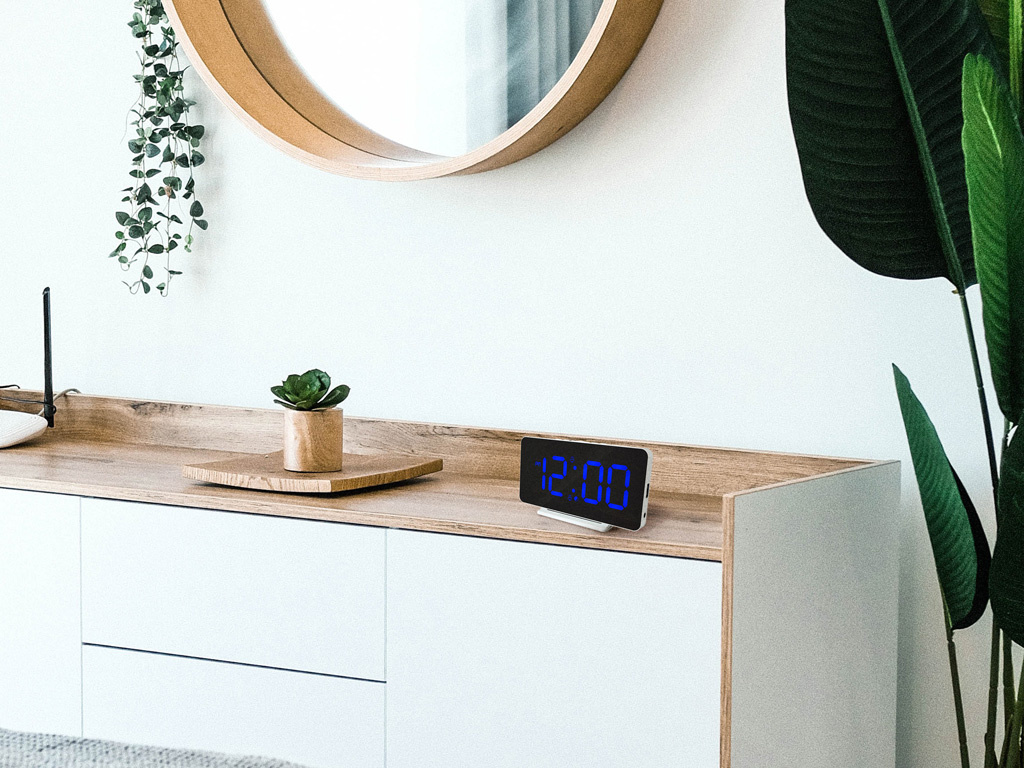Slim-line Digitale Wekker - Dual Alarmklok - Groot Blauw Display