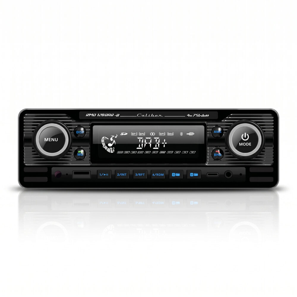 Autoradio met DAB+ - USB - Bluetooth� technologie 4x75Watt - Retro look Zwart chrome (RMD120DAB-BT-B)